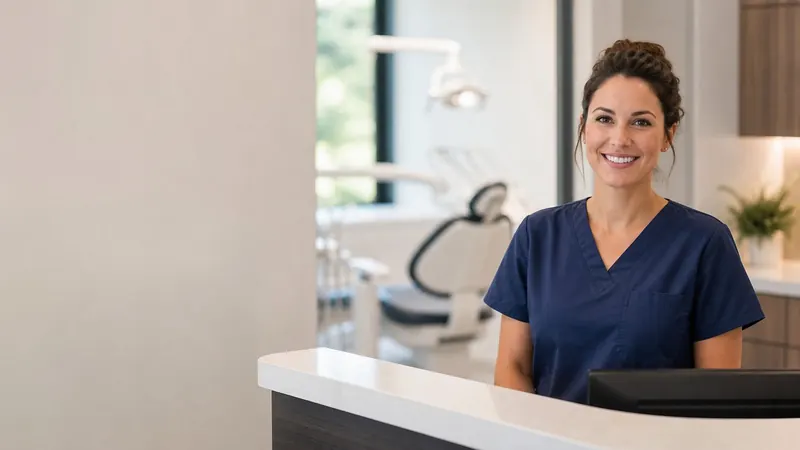 Dentist at reception